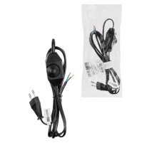 Шнур с плоской вилкой и светорегулятором "Народный" ШВВП 2х0,5 мм2, 2м, черный  SQ1305-0044  TDM