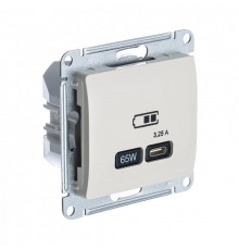 Glossa Молочный USB Розетка тип-C 65W высокоскор.заряд. QC PD  GSL000927  SE