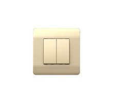 Выключатель 2-клавишный с подсветкой, 10А, шампань(NEW3-E)  431396  CHINT