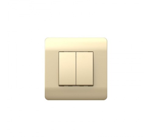 Выключатель 2-клавишный с подсветкой, 10А, шампань(NEW3-E)  431396  CHINT