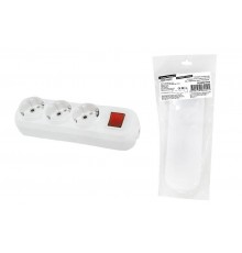 Колодка розеточная 3 гнезда 2П+3 c выключателем 16А 250В белая серии "Народная"  SQ1806-0418  TDM