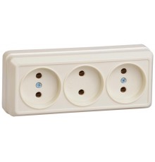 ОКТАВА кремовый Розетка 3-местная О/У б/з 10А РС23-2-ОК  ERO30-K33-10-DC  GENERICA