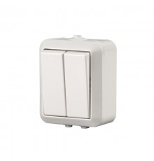 Выключатель 2-клавишный, 1-полюсный, 16А/230В (схема 2), серия Jussi, белый, поверхностный монтаж, IP44  1065SW  2TKA000165G1  ABB