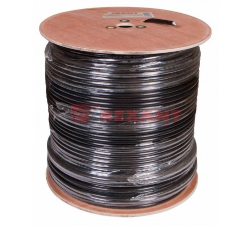 Кабель RG-11U (75 Ом), CCS/Al/Al 83 % (бухта 305 м) черный (OUTDOOR)  01-3011  REXANT