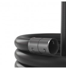 Двустенная труба ПНД гибкая для открытой прокладки д. 40мм, SN23, 450Н, ПВ-0, УФ, с протяжкой, в бухте 100м, цвет черный  151940100  DKC