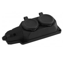 Колодка каучуковая с/з 2гн 16A IP44 черная K-2e-B-IP44 Б0044544  ЭРА