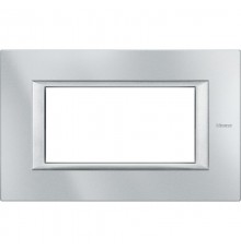 Axolute. Рамка декоративная прямоугольная итальянского стандарта. Цвет "Алюминий" Монохром. 4 модуля.  HA4804HC  Legrand