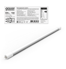Лампа светодиодная Elementary T8 10W 800lm 6500K G13 600mm стекло поворотная LED 1/30  93030-R  Gauss