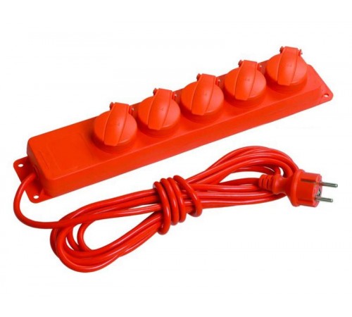 Удлинитель  У05В 5 места с защитными крышками IP44 2Р+PE/5метров  3х1мм2  16А/250В     WYP10-16-05-05-44-N  IEK