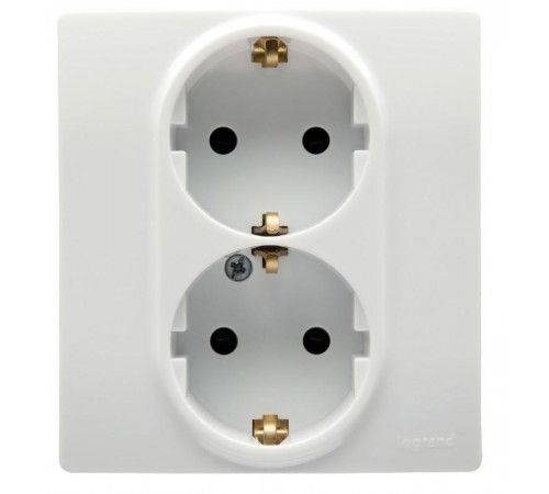 Etika Белый Двойная розетка с заземлением, винтовые клеммы  672223  Legrand