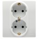 Etika Белый Двойная розетка с заземлением, винтовые клеммы  672223  Legrand