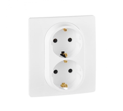 Etika Белый Двойная розетка с заземлением, винтовые клеммы  672223  Legrand