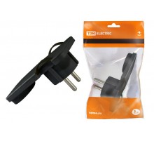 Вилка угловая плоская (8 мм) черная 16А 250В  SQ1806-0194  TDM