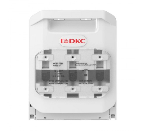 Горизонтальный Предохранитель Выключатель Разъединитель 250А 3P крепление на монтажную плату  FSH01-3P  DKC