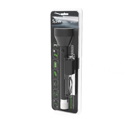 Фонарь ручной GFL201 5.5W 180lm Li-ion 2400mAh LED 1/10/40  GF201  Gauss