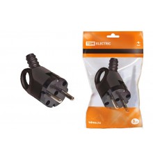 Вилка угловая с ушком с/з черная 16А 250В   SQ1806-0006  TDM