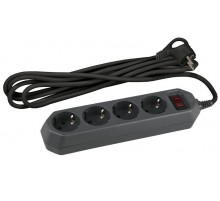 Сетевой фильтр USF-M-4es-1.5m-B   (черный) с заземл, 3x0,75мм2, с выкл, 4гн, 1.5м (20/800) Б0019740  ЭРА