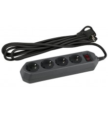 Сетевой фильтр USF-M-4es-1.5m-B   (черный) с заземл, 3x0,75мм2, с выкл, 4гн, 1.5м (20/800) Б0019740  ЭРА