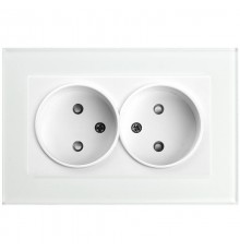 GLS10-7013-01 Розетка 2-местная с защитной шторкой б/з, 250В, 10А, серия Катрин, белый  39168  STEKKER