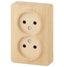 Розетка 11-2202-11  2х2P, 16АХ-250В, ОУ, Эксперт, Сосна (18/180/2880) Б0020684  ЭРА