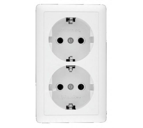 Хит Белый О/У Розетка 2-ая с заземлением без шторок 16А, 250В  RA16-238-B  SE
