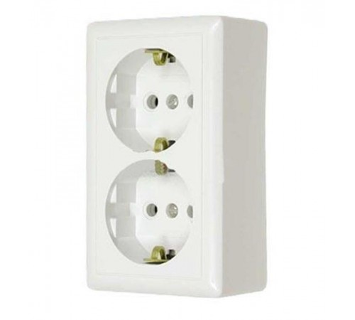 Хит Белый О/У Розетка 2-ая с заземлением без шторок 16А, 250В  RA16-238-B  SE