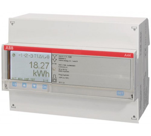 Счетчик 3-фазный активно-реакт. энергии(2Н),1-тарифный,кл. точности 1,трансф. вкл. 1(6)А, имп. выход,RS485,тип A44 212-200  2CMA100123R1000  ABB