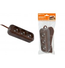 Удлинитель бытовой У3 3 гнезда, 5метров,2П б/з, ПВС 2х0,75мм2 "Эко" (бук) 10А/250В  SQ1303-3202  TDM