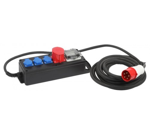 Удлинитель силовой IND380-SF-4e-5x4-20m-IP44 380В на каучуковой колодке 4 розетки 1xCEE 5P/3xSCHUKO 20м КГ 5х2,5  Б0057323  ЭРА