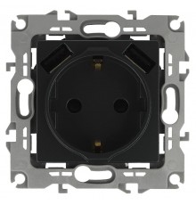 12-4109-05 Розетка с заземлением 16A-250В, штор. с 2xUSB 5В-3А, 12, антрацит   Б0047844  ЭРА