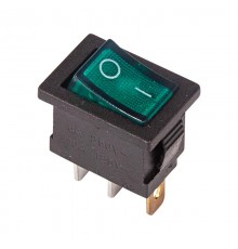 Выключатель клавишный 250V 6А (3с) ON-OFF зеленый с подсветкой Mini  36-2153  REXANT