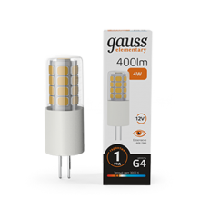 Лампа светодиодная Elementary G4 12V 4W 400lm 3000K керамика LED 1/10/200  10714  Gauss