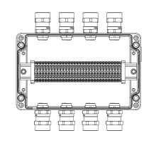 Коробка клеммная Ex из алюминия; 1Ex e IIC Т5 Gb / Ex tb IIIB T95°C DbIP66 ;Клеммы 4 кв.мм - 30 шт.; А,С: ввод D5,5-13мм под небронированныйкабель Ni