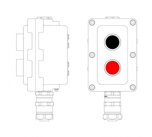 Взрывонепроницаемый пост управления из алюминия LCSD-02-B-MC-P1B(11)x1-P1R(11)x1-PCMB-KAEPM3MHK-26  LCSD21000072  DKC