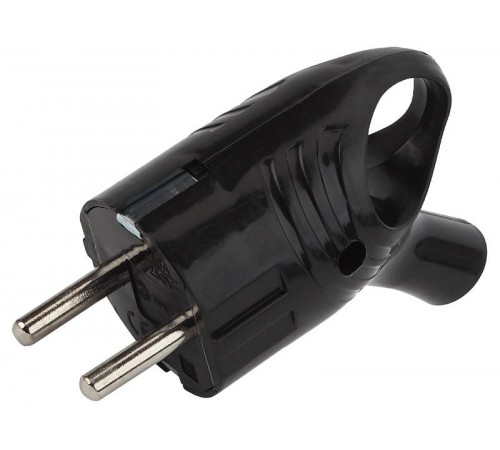 Vx4-B ЭРА Вилка с/з угловая с кольцом 16A черная (24/480/5760)  Б0039677  ЭРА