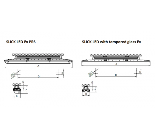 Светильник светодиодный взрывозащищен. SLICK.PRS LED 30 with driver box /tempered glass/ with through wiring Ex 5000K 1631002890 Световые Технологии