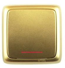Выключатель открытой установки, одноклавишный, с индикацией, цвет золото  ВА16-112-07  HEGEL
