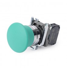 Кнопка с гриб головкой SB4 в сборе 22мм 40мм зеленая с возвратом металл 1НО  SB4BC31  SE