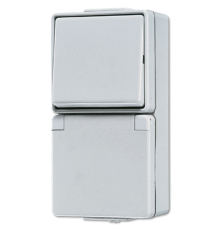 Штепсельная розетка SCHUKO для накладного монтажа с универсальным выключателем IP44 676W Jung