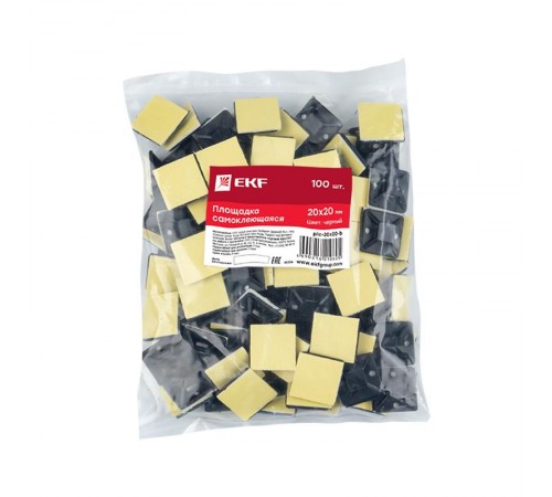 Площадка самоклеящаяся (20х20мм.) черная (100шт.)  plc-20x20-b  EKF