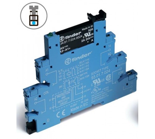 Интерфейсный модуль, твердотельное реле; выход 0,1A (48В DC); питание 230-240В АС/DC; подавление утечки тока  388132407048  Finder