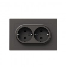 Механизм розетки двойной, 16А, с заземлением, со шторками, с рамкой, мокко Эпика  UP1-SOM-211 EKF
