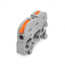 Строительно-монтажная клемма СМК на DIN - рейку сечение 0,08 - 4 мм  1-проводная серая с рычагом  (25 шт/уп)  PR08.12595  Промрукав