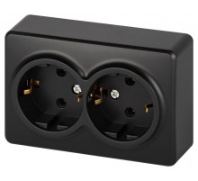 Розетка ЭРА Эксперт 11-2205-05 двойная с заземлением 2х2P+E Schuko IP20 16A-250В ОУ Антрацит  Б0063047  ЭРА