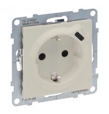 SUNO Комбинированная розетка со шторками 2К+З 16А 250В/USB С 1500мА. Безвинтовые зажимы. Цвет "Слоновая кость"  721229  Legrand