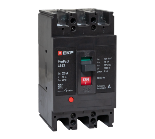 Выключатель автоматический LS63 15кА 3P 20А ProPact  mccb-63-15-3-20-ls  EKF