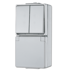 Штепсельная розетка SCHUKO для накладного монтажа с сдвоенным выключателем IP44  675W  Jung