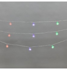 Гирлянда светодиодная Снежинки большие 5м, 20LED, IP20, прозр. провод, свечение (RG/RB), мигание, 230В  304-024  NEON-NIGHT