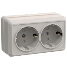 ОКТАВА кремовый Розетка 2-местная О/У с/з со шторками 16А РСш22-3-Окм  ERO24-K33-16-DC  GENERICA