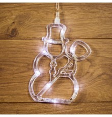 Фигура светодиодная "Снеговик" на присоске с подвесом, цвет белый  501-013  NEON-NIGHT